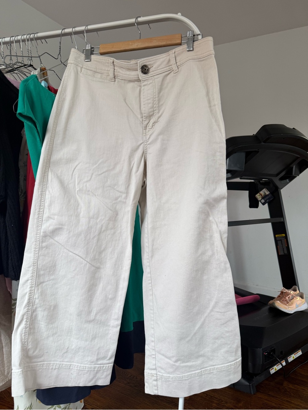H&M Cream Wide-Leg Cotton Pants
